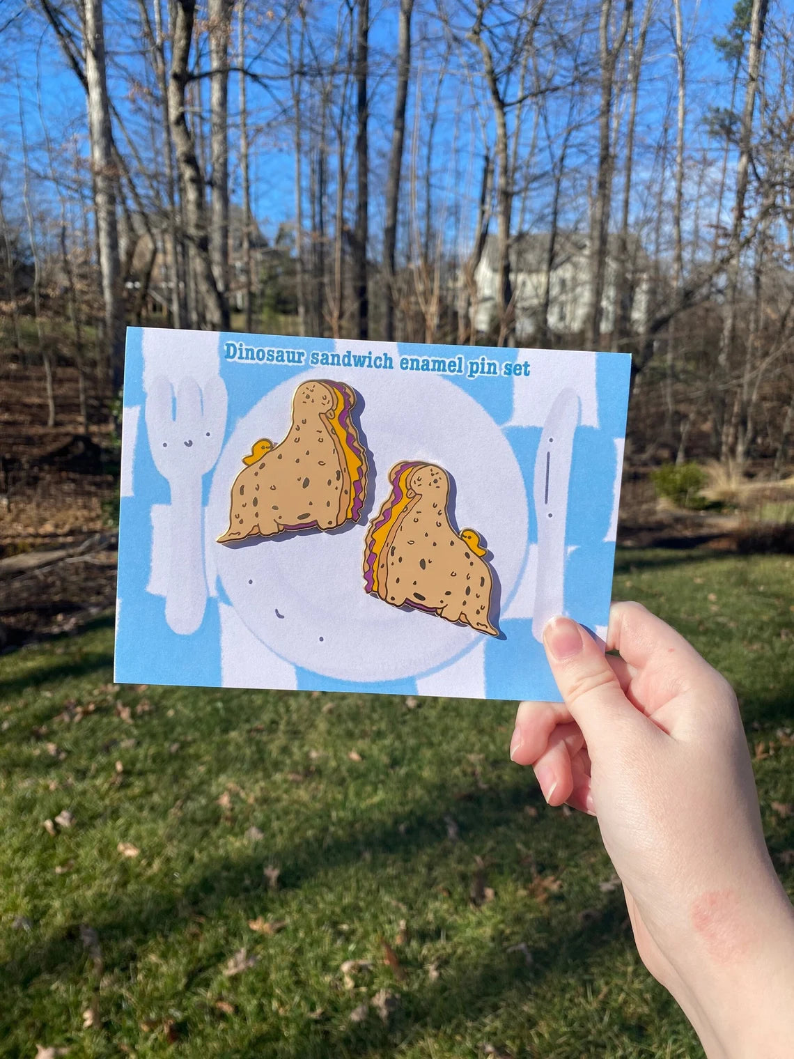 Dinosaur Sandwich Enamel Pin Pack