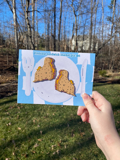 Dinosaur Sandwich Enamel Pin Pack