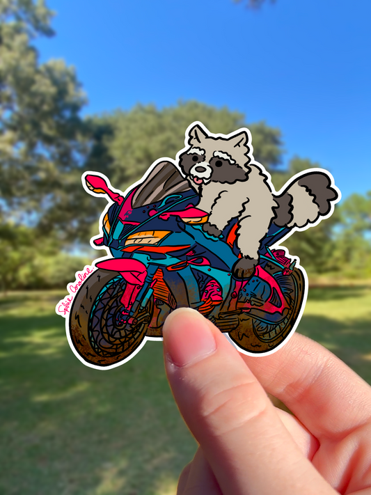 Raccoon Motorcycle Sticker